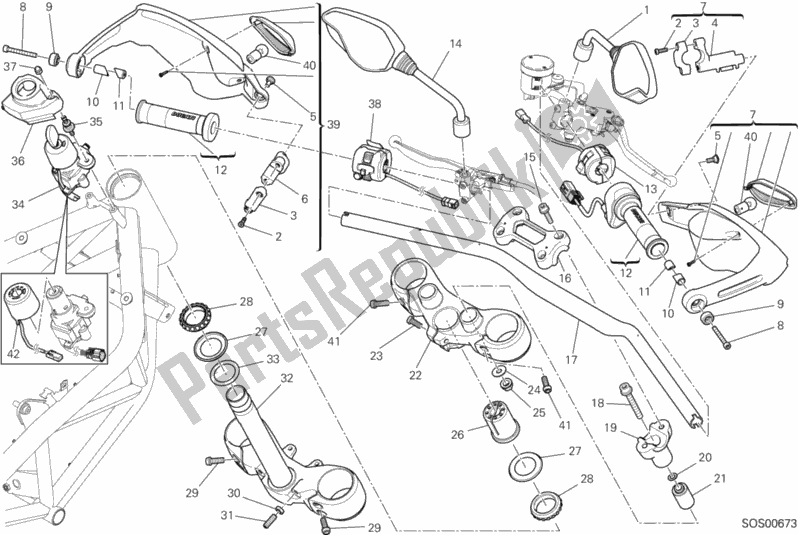 Todas las partes para Manillar Y Controles de Ducati Hypermotard SP USA 821 2013